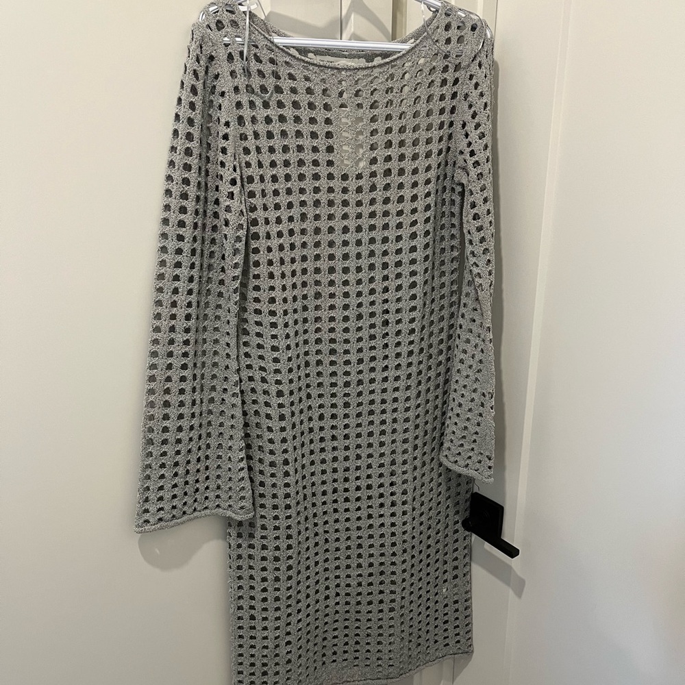 Elegant Gray Crochet Dress